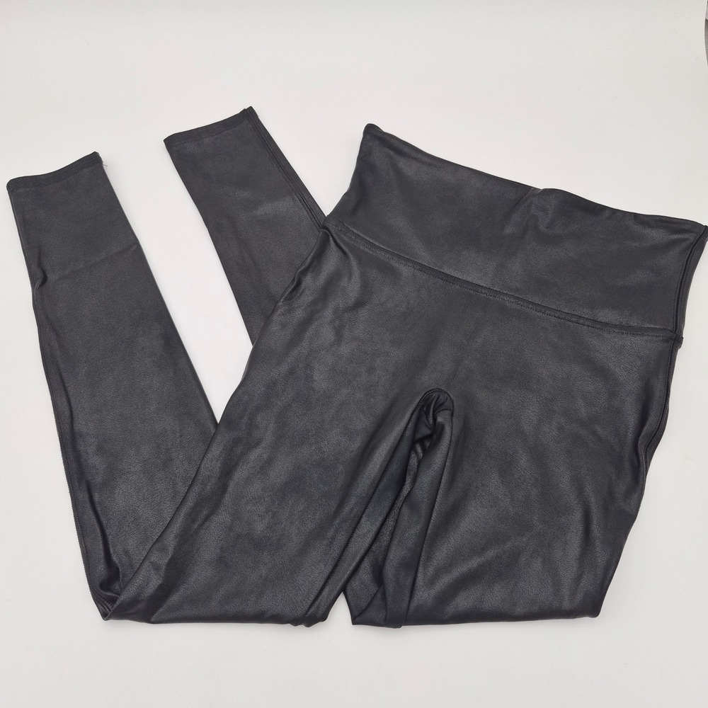 Spanx Faux Leather Leggings Black High Waisted Shaper Pants Medium M 20190R